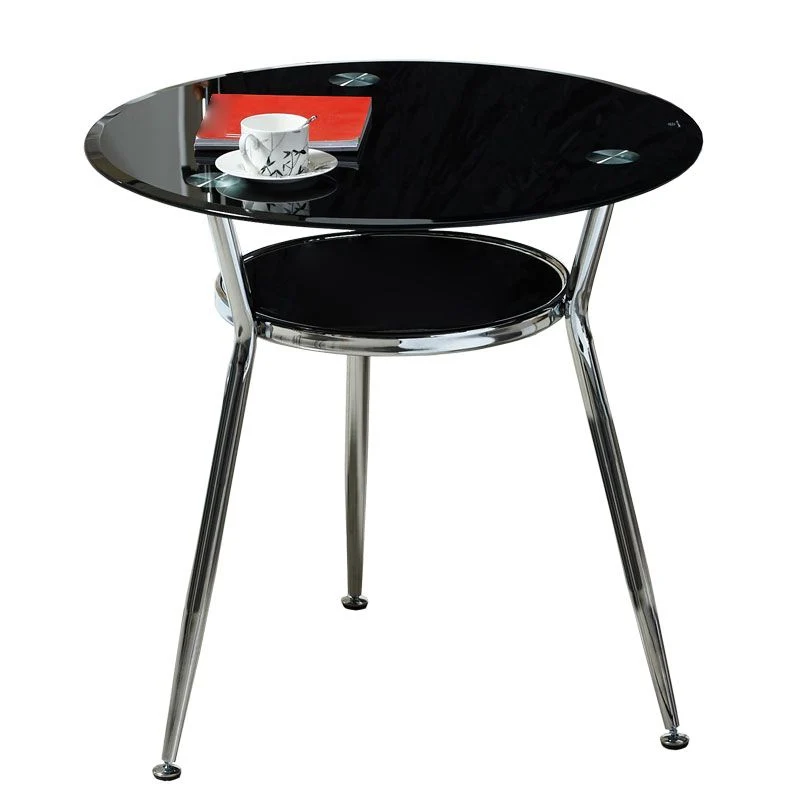 Tavolo da pranzo rotondo moderno metallo Tavolo con piano vetro per sala da pranzo Clearhalo