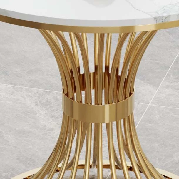 Tavolo da pranzo rotondo moderno per cucina, tavolo da dinette con base metallo Clearhalo