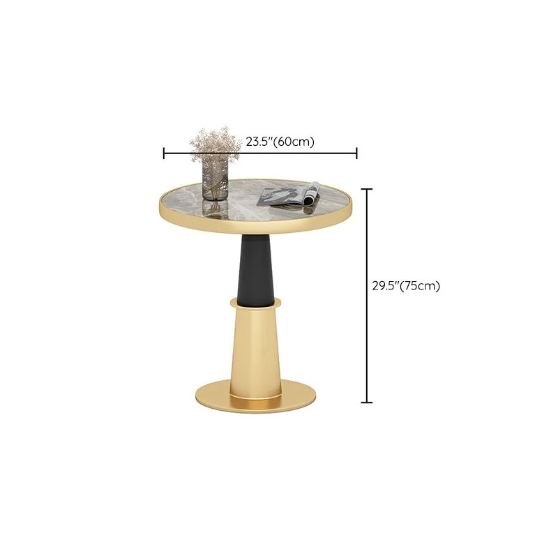 Tavolo da pranzo rotondo moderno per cucina Tavolo da dinette grigio lucido con base metallo Clearhalo