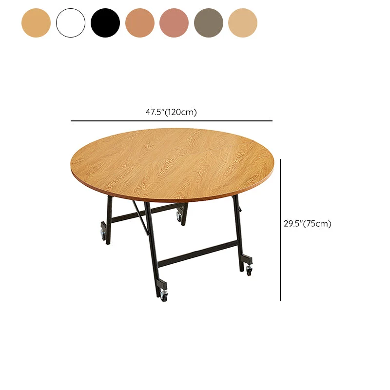 Tavolo da pranzo rotondo moderno pieghevole con base metallo per sala da pranzo Clearhalo