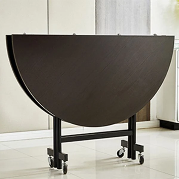 Tavolo da pranzo rotondo moderno pieghevole con base metallo per sala da pranzo Clearhalo
