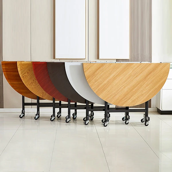 Tavolo da pranzo rotondo moderno pieghevole con base metallo per sala da pranzo Clearhalo