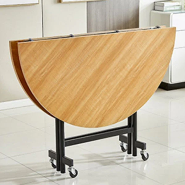 Tavolo da pranzo rotondo moderno pieghevole con base metallo per sala da pranzo Clearhalo