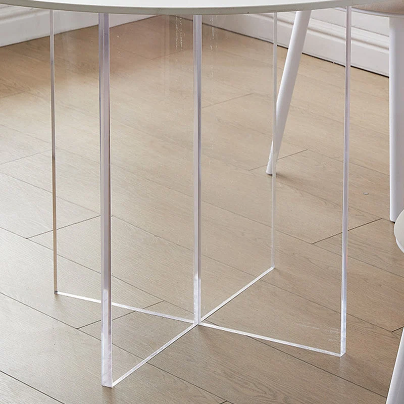 Tavolo da pranzo rotondo moderno pietra bianca per cucina Clearhalo