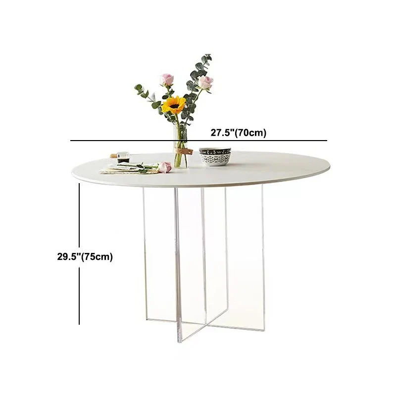 Tavolo da pranzo rotondo moderno pietra bianca per cucina Clearhalo