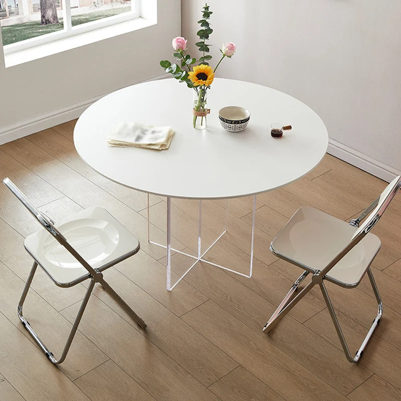 Tavolo da pranzo rotondo moderno pietra bianca per cucina Clearhalo