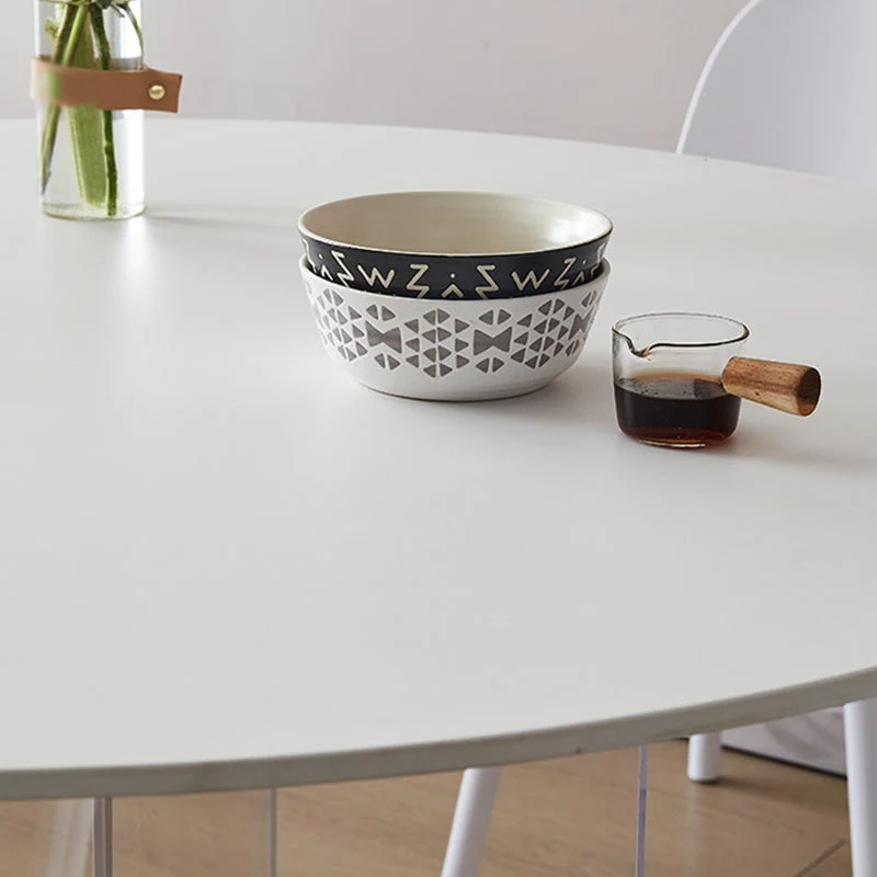 Tavolo da pranzo rotondo moderno pietra bianca per cucina Clearhalo