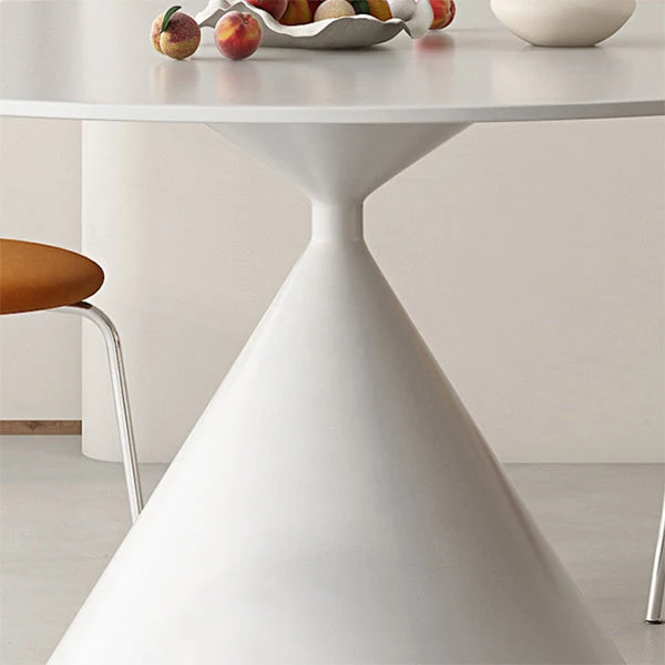 Tavolo da pranzo rotondo moderno Tavolo pietra sinterizzata con gamba metallo per uso domestico Clearhalo
