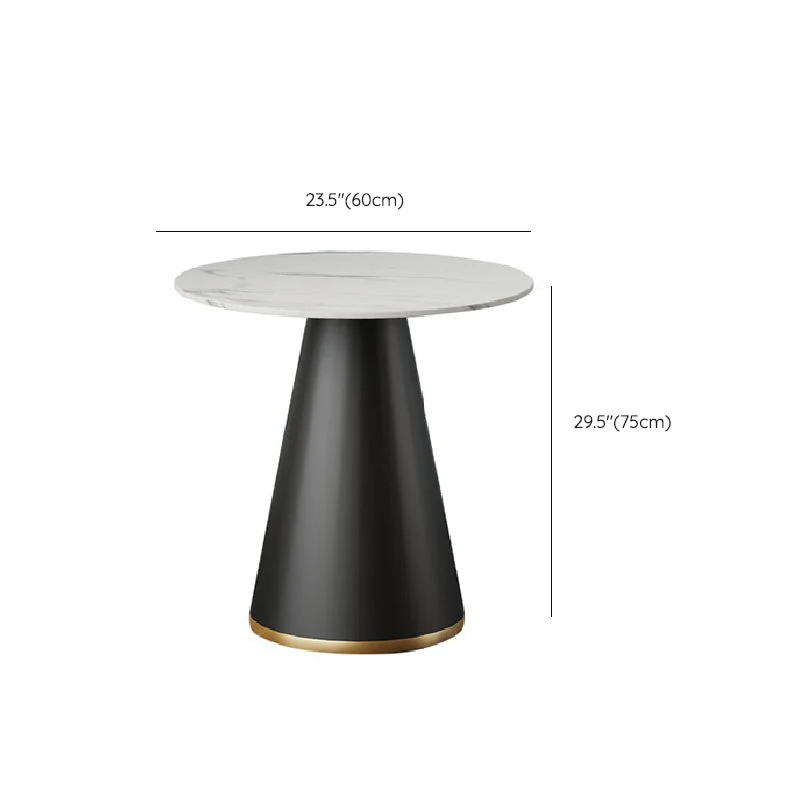 Tavolo da pranzo rotondo moderno Tavolo pietra bianca con base metallo Clearhalo