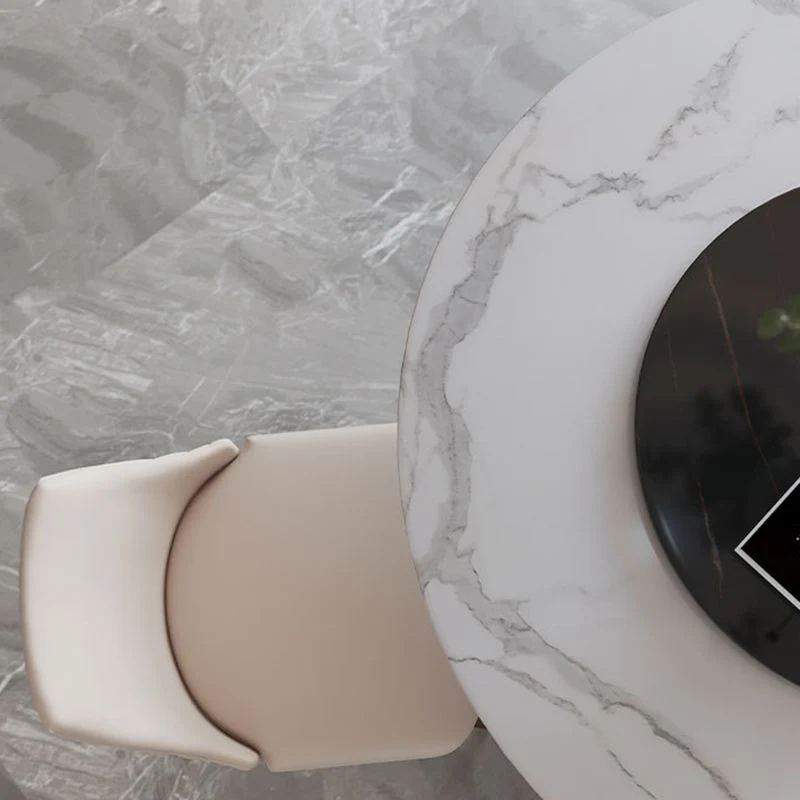 Tavolo da pranzo rotondo moderno Tavolo pietra sinterizzata con gambe metallo per la casa Clearhalo