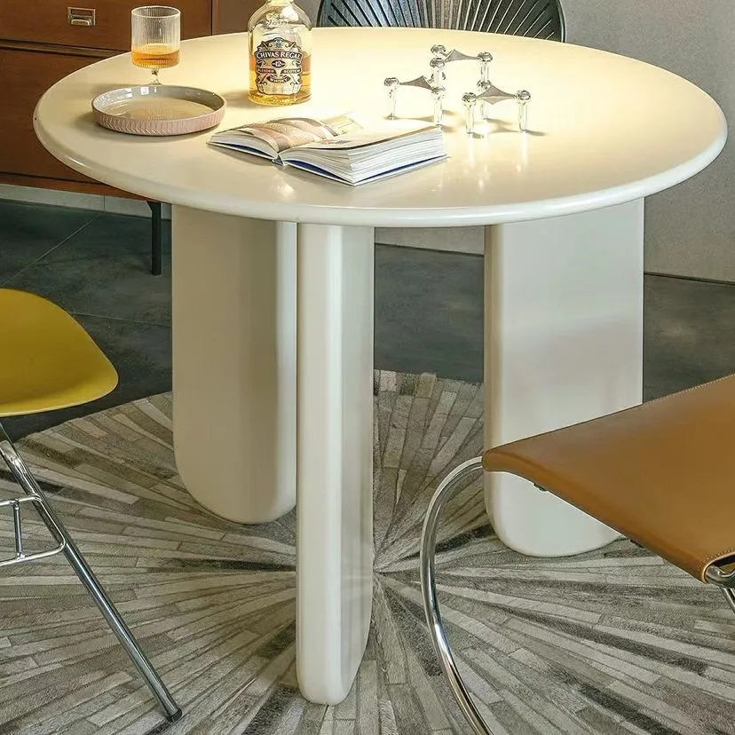 Tavolo da pranzo rotondo nordico legno gambe legno bianco per sala da pranzo Clearhalo