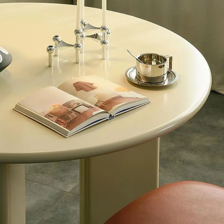 Tavolo da pranzo rotondo nordico legno gambe legno bianco per sala da pranzo Clearhalo