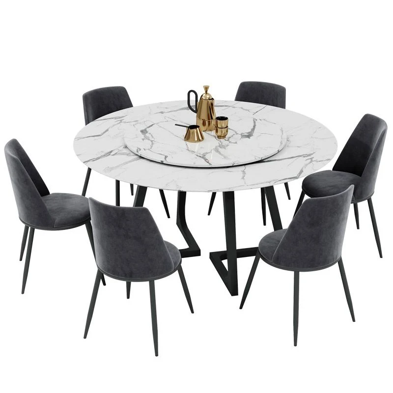 Tavolo da pranzo rotondo per la casa minimalista stile glam metallo e pietra Clearhalo
