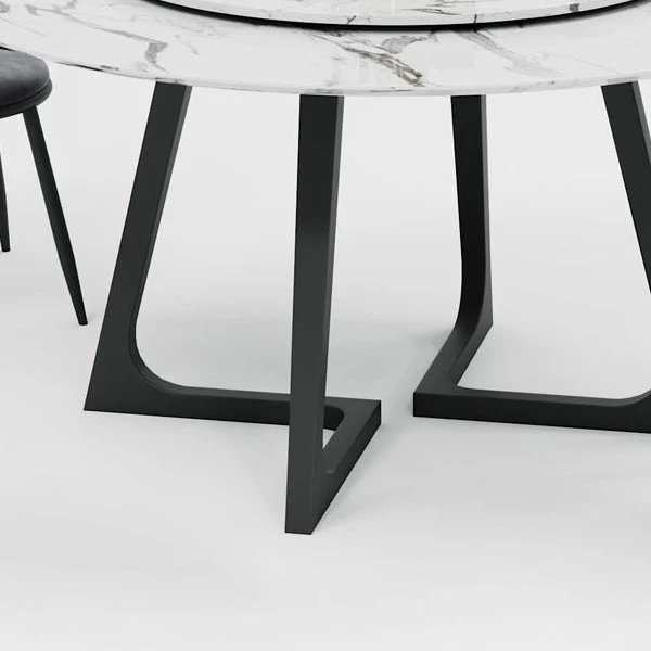 Tavolo da pranzo rotondo per la casa minimalista stile glam metallo e pietra Clearhalo