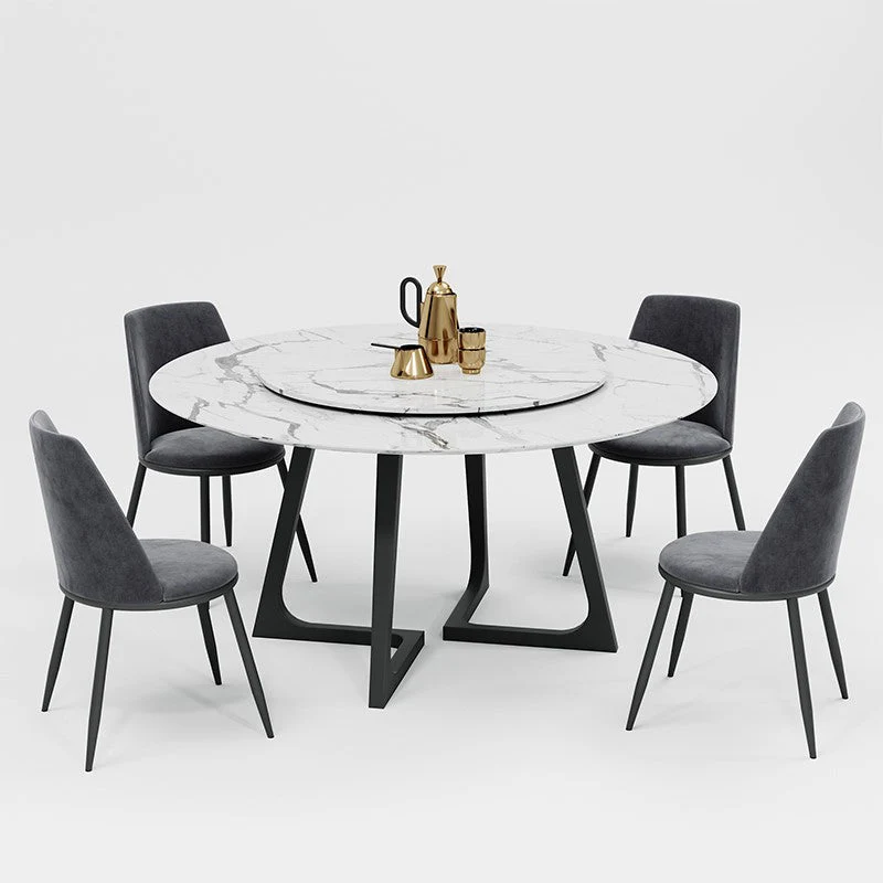 Tavolo da pranzo rotondo per la casa minimalista stile glam metallo e pietra Clearhalo