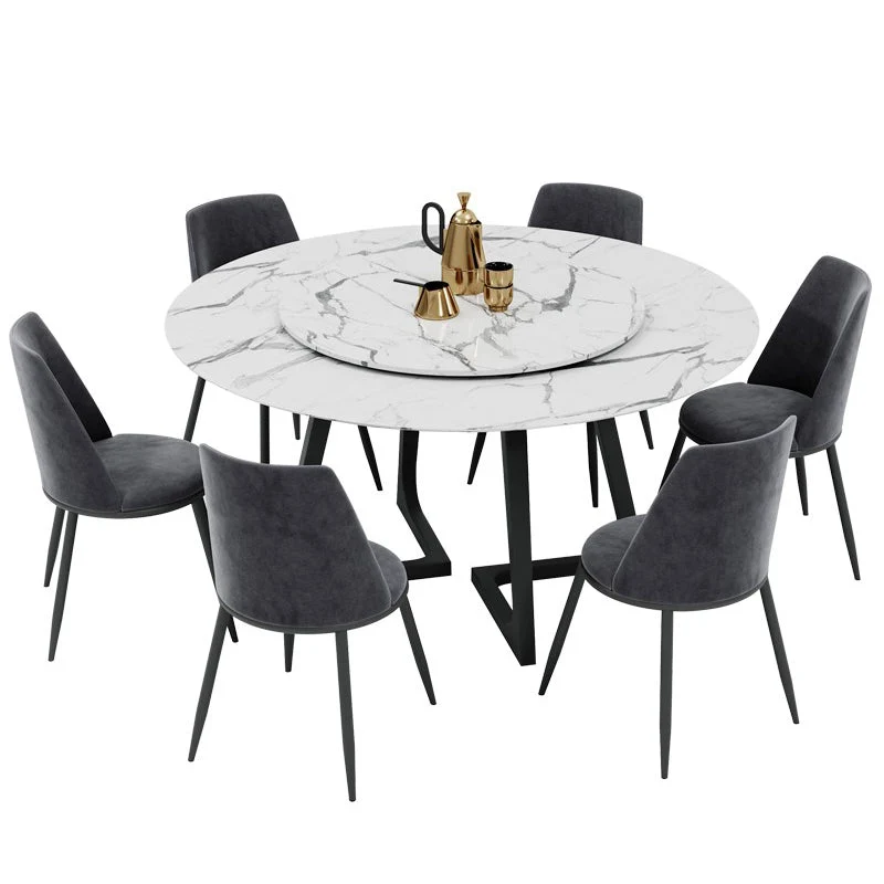 Tavolo da pranzo rotondo per la casa minimalista stile glam metallo e pietra Clearhalo