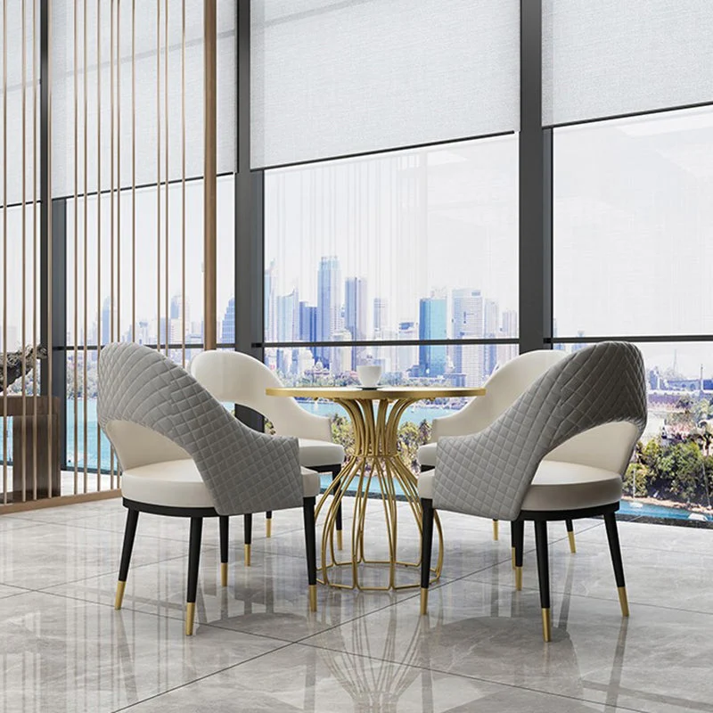 Tavolo da pranzo rotondo per la casa semplice stile glam metallo e pietra Clearhalo