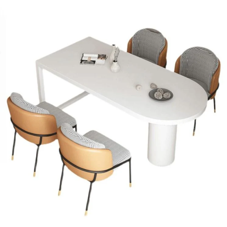 Tavolo da pranzo rotondo pietra Mobili moderni legno massello bianco-nero con doppio piedistallo Clearhalo