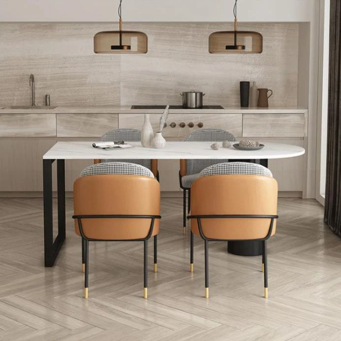 Tavolo da pranzo rotondo pietra Mobili moderni legno massello bianco-nero con doppio piedistallo Clearhalo