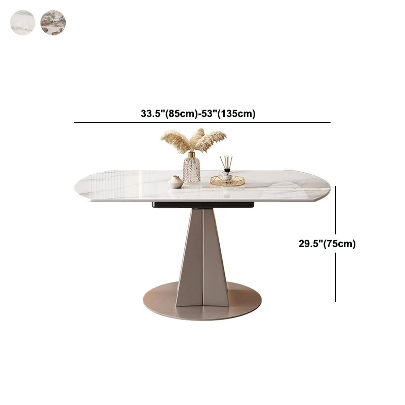 Tavolo da Pranzo Rotondo Pietra Sinterizzata Arredamento Moderno Allungabile con Base Piedistallo Clearhalo