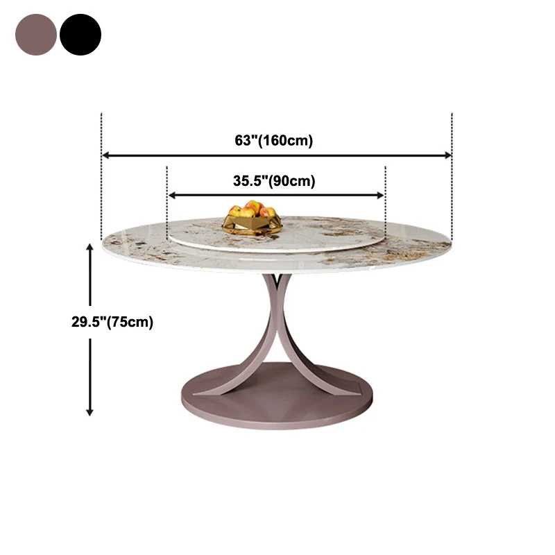 Tavolo da pranzo rotondo pietra sinterizzata, moderno, trasformabile, con base piedistallo Clearhalo