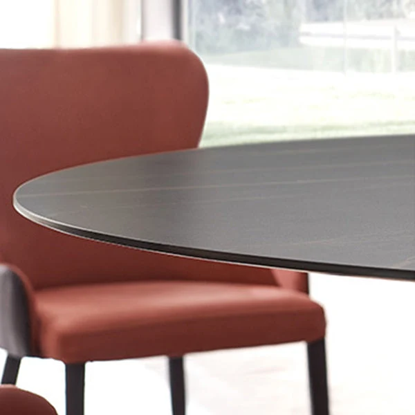 Tavolo da pranzo rotondo pietra sinterizzata per mobili moderni con base piedistallo per la casa Clearhalo