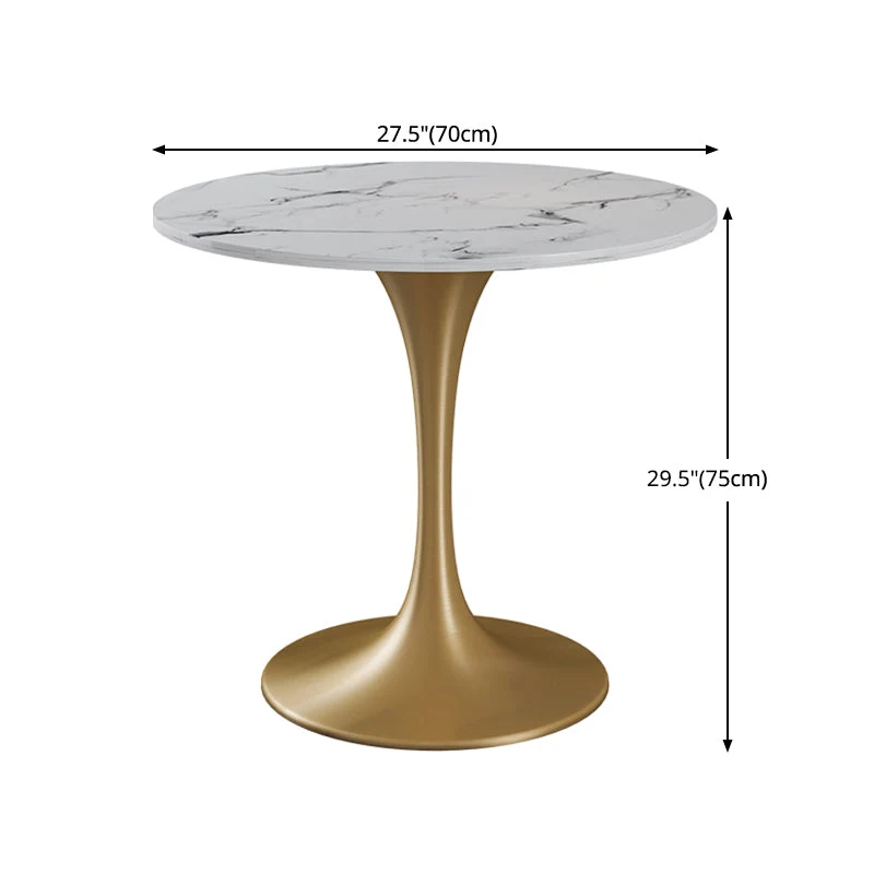 Tavolo da pranzo rotondo pietra sinterizzata Tavolo tulipano di lusso tradizionale con cornice dorata Clearhalo