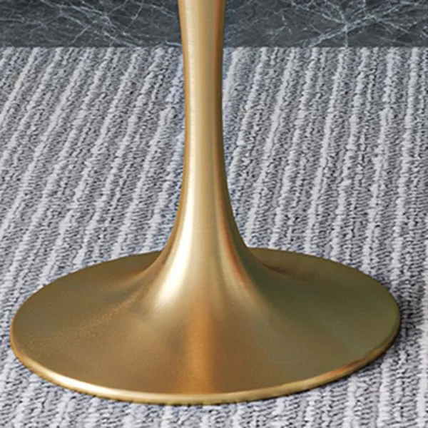 Tavolo da pranzo rotondo pietra sinterizzata Tavolo tulipano di lusso tradizionale con cornice dorata Clearhalo