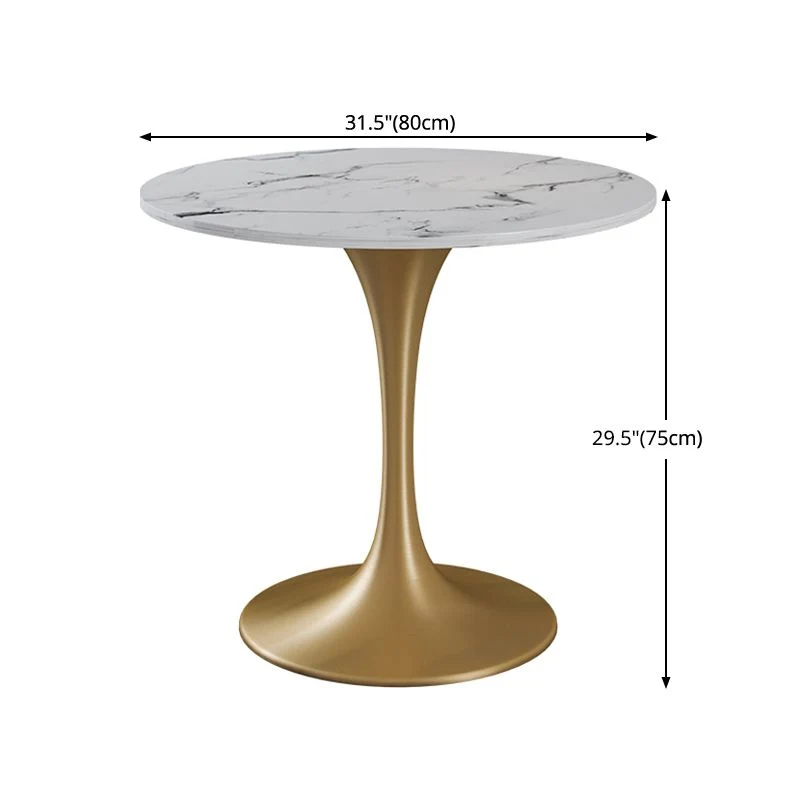 Tavolo da pranzo rotondo pietra sinterizzata Tavolo tulipano di lusso tradizionale con cornice dorata Clearhalo