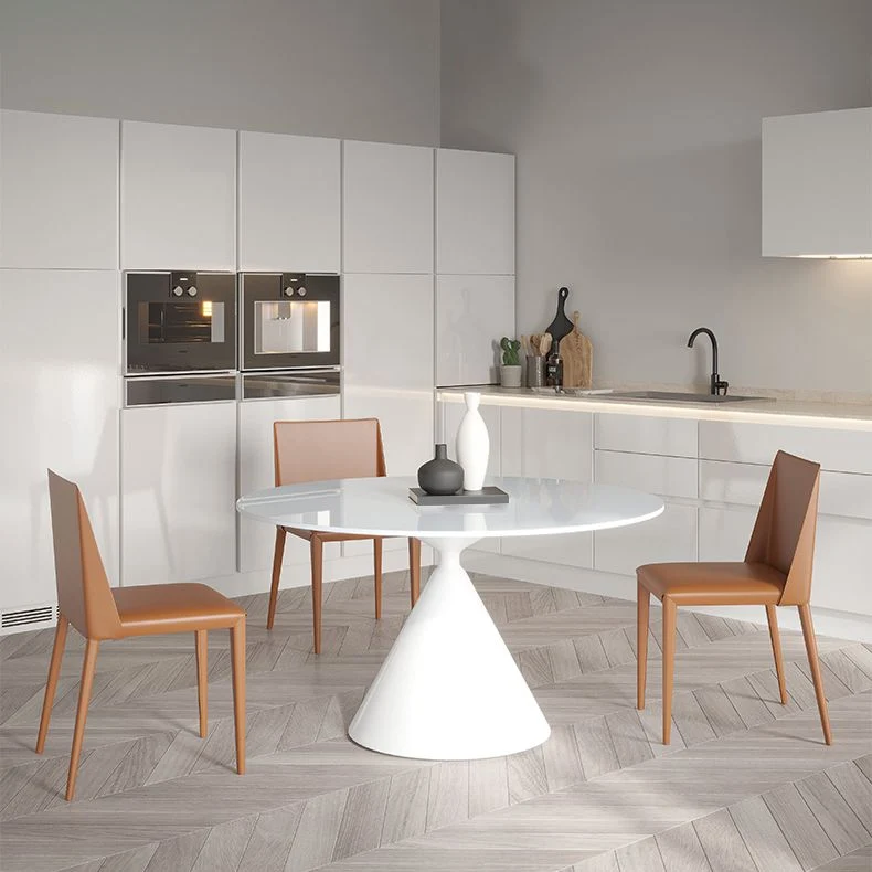 Tavolo da pranzo rotondo pietra Tavolo da pranzo moderno con piedistallo bianco e nero Clearhalo
