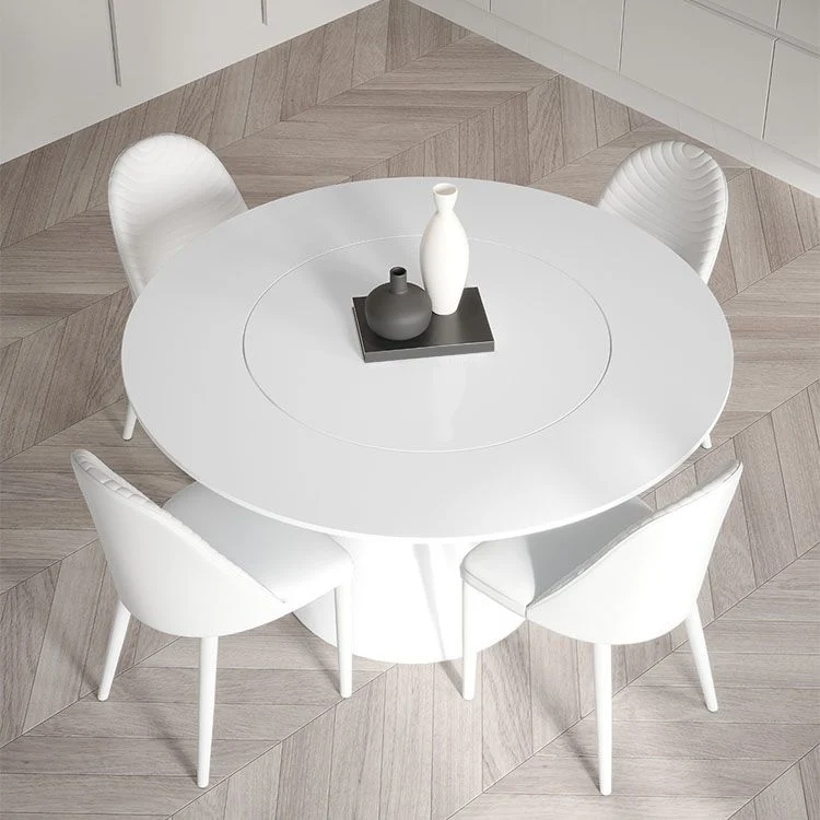Tavolo da pranzo rotondo pietra Tavolo da pranzo moderno con piedistallo bianco e nero Clearhalo