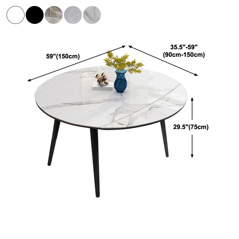 Tavolo da pranzo rotondo pietra Tavolo da pranzo moderno allungabile con 4 gambe finitura opaca Clearhalo