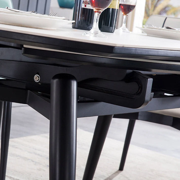 Tavolo da pranzo rotondo pietra Tavolo da pranzo moderno allungabile con 4 gambe finitura opaca Clearhalo