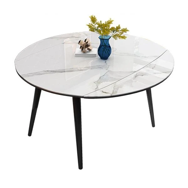 Tavolo da pranzo rotondo pietra Tavolo da pranzo moderno allungabile con 4 gambe finitura opaca Clearhalo