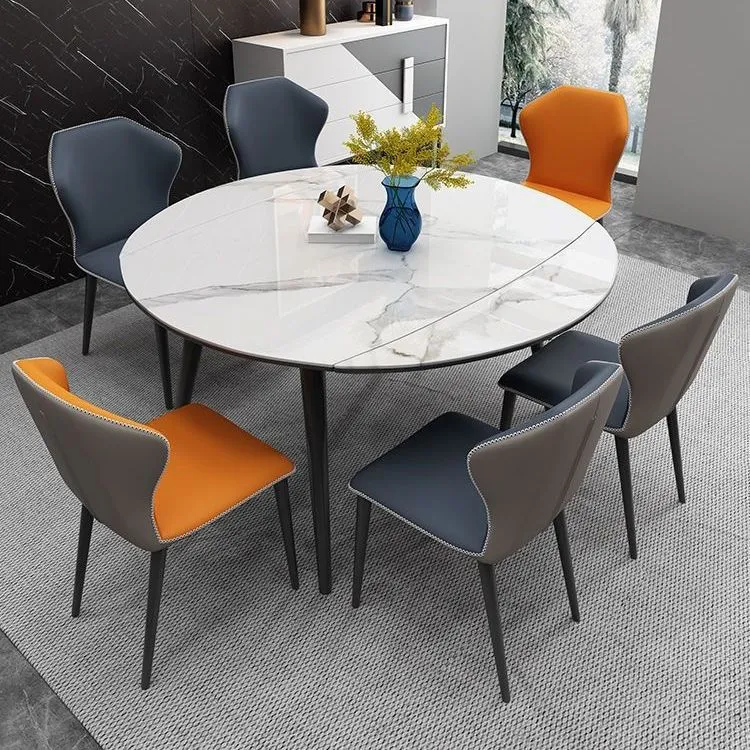 Tavolo da pranzo rotondo pietra Tavolo da pranzo moderno allungabile con 4 gambe finitura opaca Clearhalo
