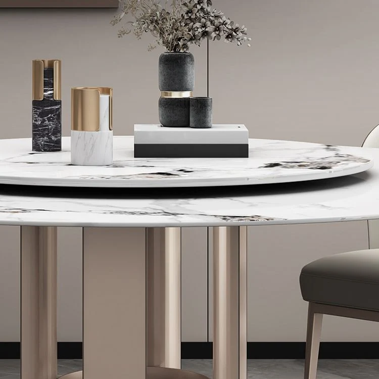 Tavolo da pranzo rotondo pietra Tavolo tradizionale di lusso con piedistallo casual Clearhalo