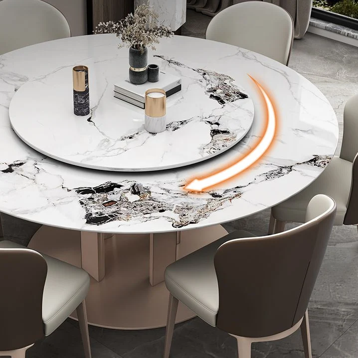 Tavolo da pranzo rotondo pietra Tavolo tradizionale di lusso con piedistallo casual Clearhalo