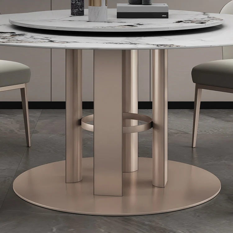 Tavolo da pranzo rotondo pietra Tavolo tradizionale di lusso con piedistallo casual Clearhalo