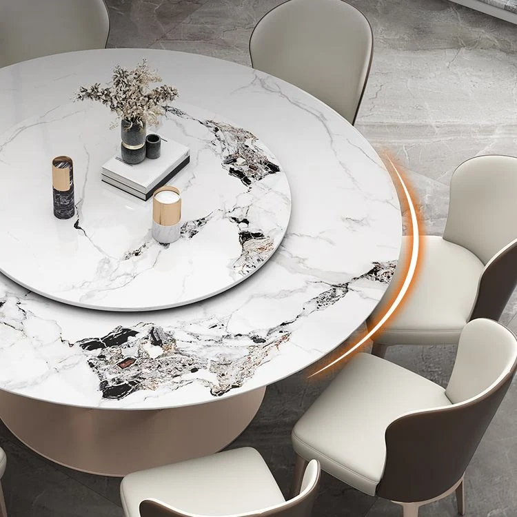 Tavolo da pranzo rotondo pietra Tavolo tradizionale di lusso con piedistallo casual Clearhalo