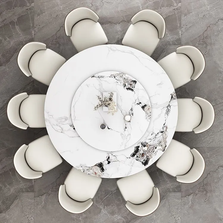 Tavolo da pranzo rotondo pietra Tavolo tradizionale di lusso con piedistallo casual Clearhalo