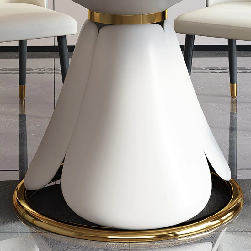 Tavolo da pranzo rotondo stile glam metallo Tavolo con piano pietra sinterizzata per sala da pranzo Clearhalo