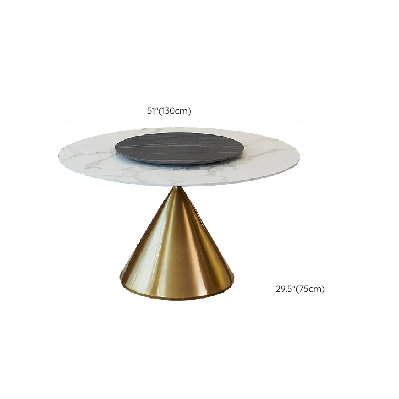 Tavolo da pranzo rotondo stile glam Tavolo pietra sinterizzata con piatto girevole per la casa Clearhalo