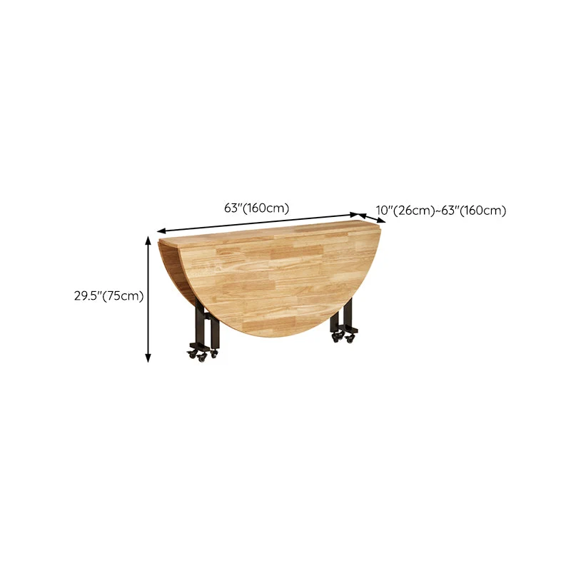 Tavolo da pranzo rotondo stile moderno con ribalte legno massello naturale Clearhalo