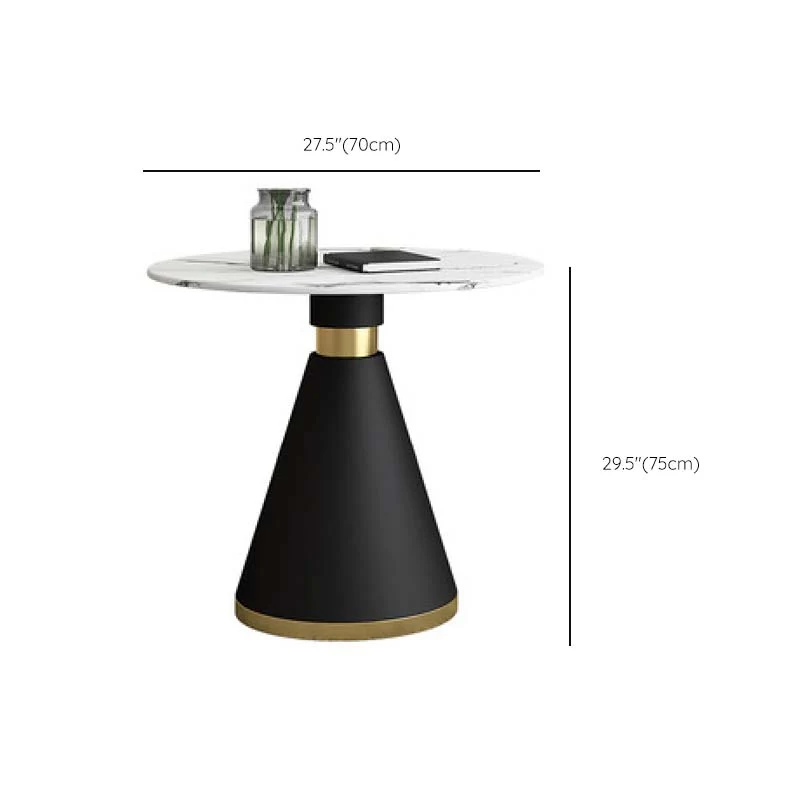 Tavolo da pranzo rotondo stile moderno Tavolo bianco con base metallo Clearhalo