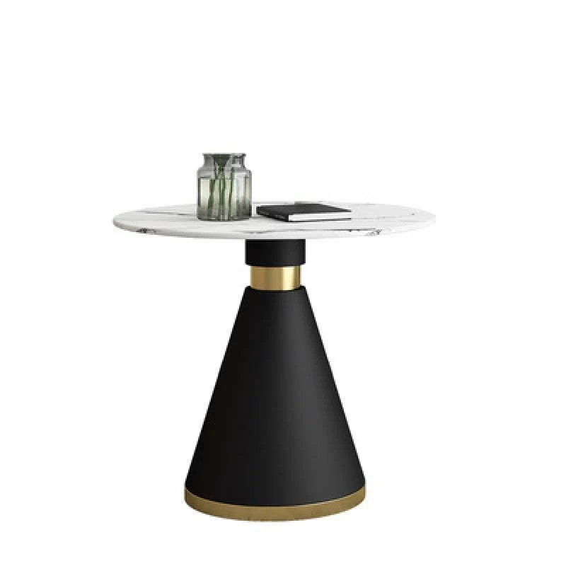 Tavolo da pranzo rotondo stile moderno Tavolo bianco con base metallo Clearhalo