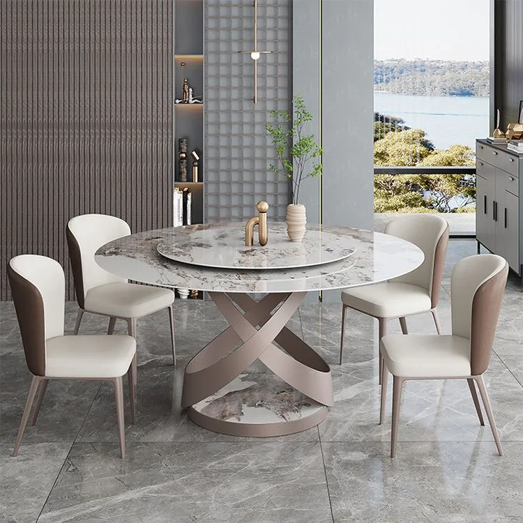 Tavolo da pranzo rotondo stile moderno Tavolo da pranzo pietra per uso domestico Clearhalo