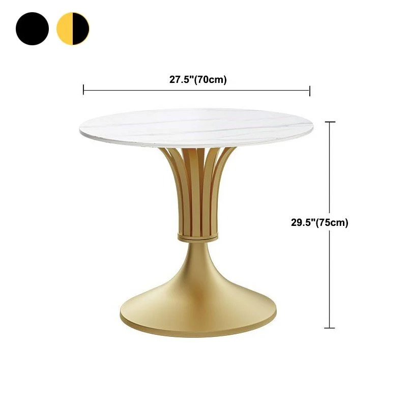 Tavolo da pranzo rotondo stile moderno Tavolo pietra sinterizzata con base piedistallo Clearhalo