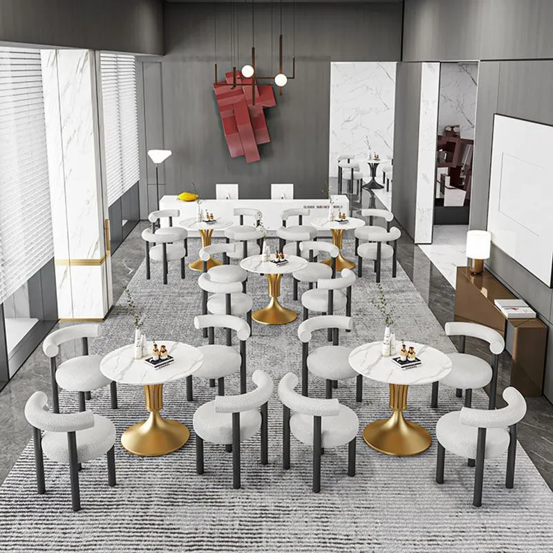 Tavolo da pranzo rotondo stile moderno Tavolo pietra sinterizzata con base piedistallo Clearhalo