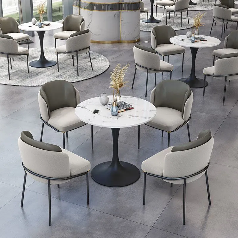Tavolo da pranzo rotondo stile moderno Tavolo Tulip pietra sinterizzata per sala da pranzo Clearhalo