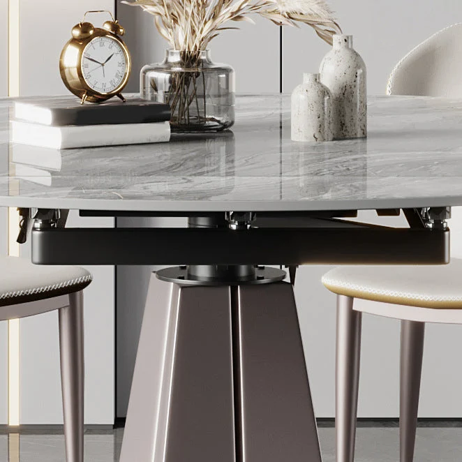 Tavolo da pranzo rotondo stile moderno Tavolo pietra sinterizzata con gambe metallo per la casa Clearhalo